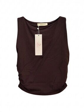 NWT | HOYAYO Chocolate Brown Ruched Side Sleeveless Knit Top Medium